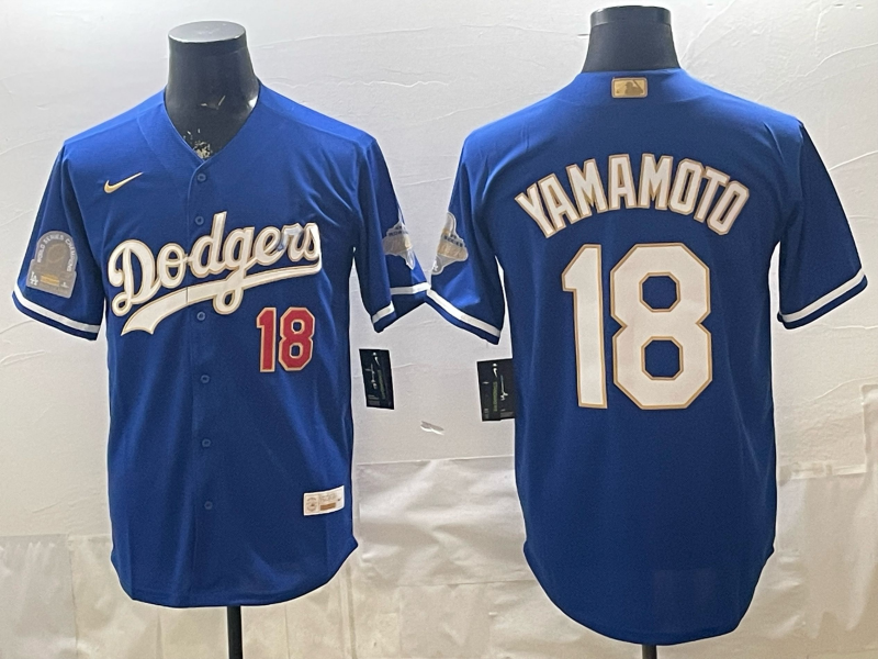 Men Los Angeles Dodgers #18 Yamamoto blue Game 2026 Nike MLB Jersey 0408001->->MLB Jersey